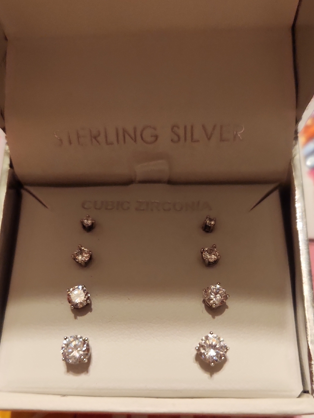 Cubic Zirconia Stud Earring Set - White